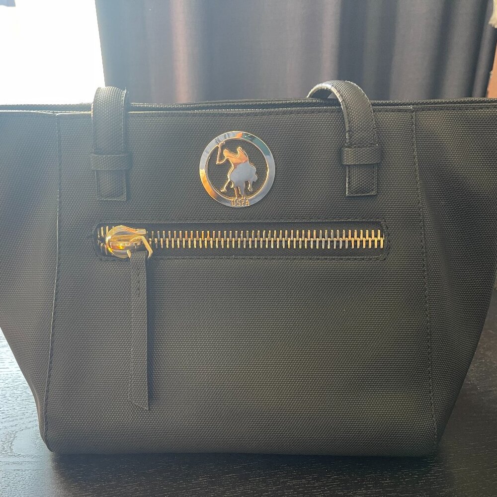 U.S. Polo Assn. Black Textured Tote Bag